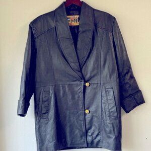 VINTAGE Genuine Leather Coat, Size M